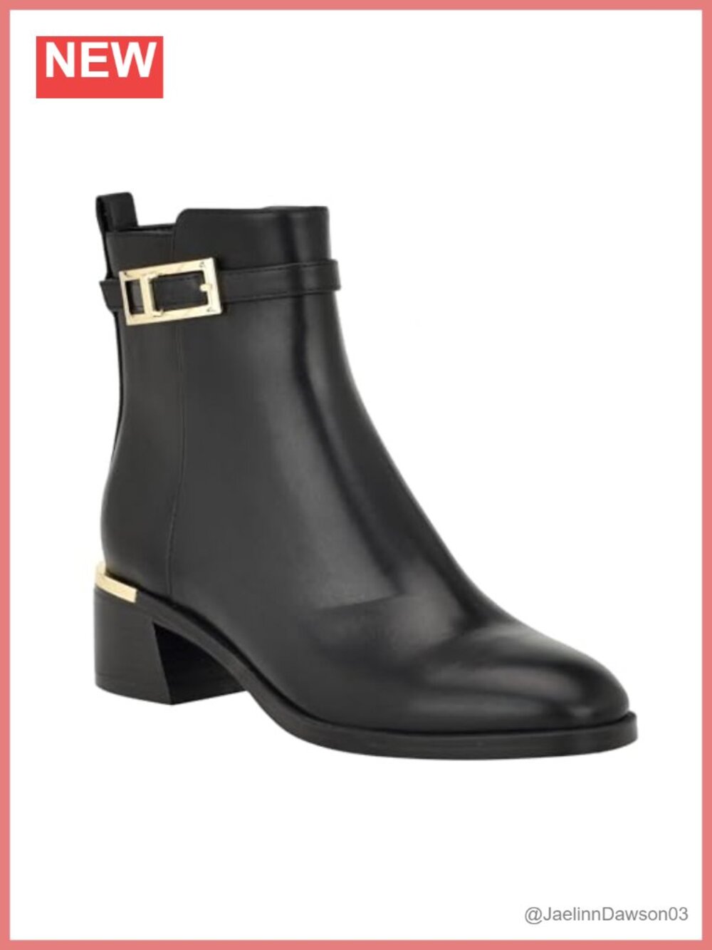 Calvin Klein Jallis Faux Leather Ankle Booties Zip Closure Almond Toe